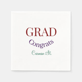 grad congrats mauve purple bold year 20XX graduate Serviette