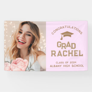 Grad Cute Lila Blumen-Absolvent Abschlussfeier Banner