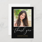GRAD DANK IHNEN moderne, feine Kalligraphie schwar Dankeskarte (Vorne/Hinten)