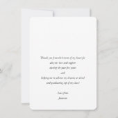 GRAD DANKS minimales modernes Foto einfach rot Dankeskarte (Rückseite)