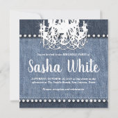 Grad Denim n Diamonds Birthday Party Chandelier Einladung (Rückseite)