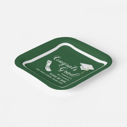 Grad der grünen und weißen Glückwünsche 2025 Pappteller (Gewinkelt)