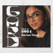 GRAD! Einfaches Foto Abschluss Schaumweinetikett (Einzelnes Label)