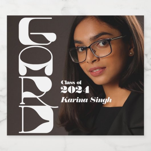 GRAD! Einfaches Foto Abschluss Schaumweinetikett (Einzelnes Label)