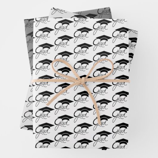 Grad Elegant Black Graduation Caps Skript Geschenkpapier Set (Beispiel)