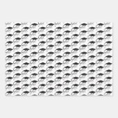 Grad Elegant Black Graduation Caps Skript Geschenkpapier Set (Vorderseite)