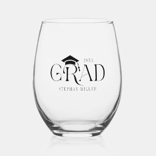 Grad Elegant Black Typografy Stemless Weinglas Ohne Stiel