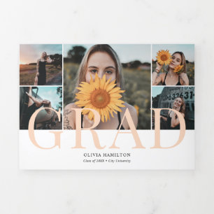 Grad Elegant Foto Collage Dreifach Gefaltete Ankündigung