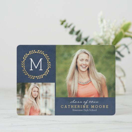 Grad erste EDITABLE FARBkarte Abschluss Einladung (Stehend Vorderseite)