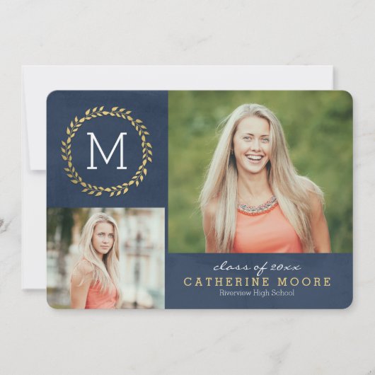 Grad erste EDITABLE FARBkarte Abschluss Einladung (Vorderseite)