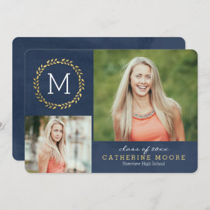 Grad erste EDITABLE FARBkarte Abschluss Einladung