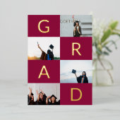 GRAD FARBBLOCKS MULTI Foto Maroon Gold Folieneinladung (Stehend vorne)