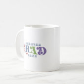 Grad farbenfrohe Retro-Typografie Kaffeetasse (Vorderseite Links)