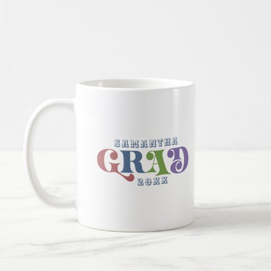 Grad farbenfrohe Retro-Typografie Kaffeetasse (Links)