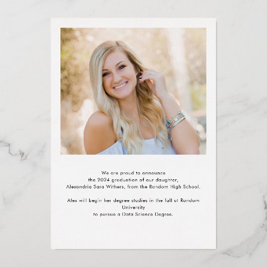 Grad Foto 2024 Rose Gold Abschluss Ankündigung (Rückseite)