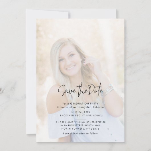 Grad Foto 2025 Save the Date Abschluss Ankündigung (Rückseite)