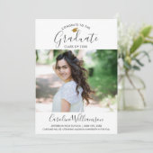 Grad Foto Abschluss Ankündigung Trendy Blue (Stehend Vorderseite)