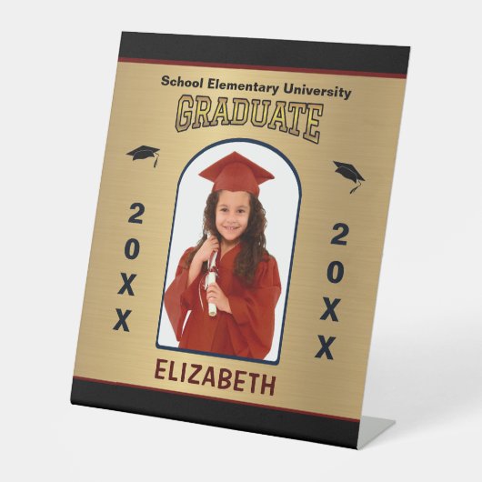 Grad Foto Abschluss Gold Custom Sockelschild (Vorderseite)