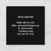 Grad Foto Abschluss Schwarzer Kontaktname Name Quadratische Visitenkarte (Rückseite)