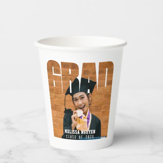 Grad Foto Abschluss White Pappbecher (Vorderseite)