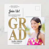 Grad Foto Ankündigung Einladung White Gold (Vorne/Hinten)