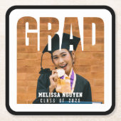 Grad Foto Black Abschluss Rechteckiger Pappuntersetzer (Vorderseite)