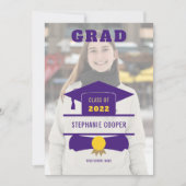 Grad Foto Cap Motif Lila Gelb 2022 Abschluss Ankündigung (Vorderseite)