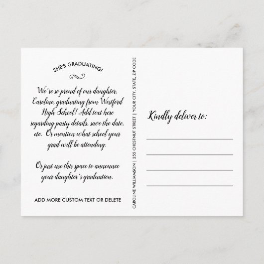 Grad Foto Collage Abschluss Ankündigung Postkarte (Rückseite)