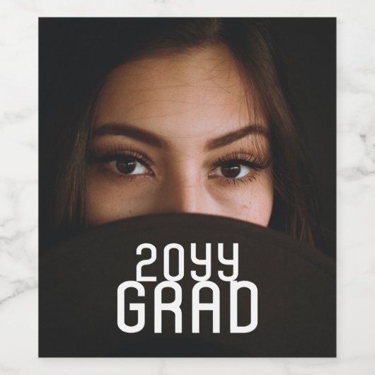Grad Foto Date Abschluss Einfache moderne Schrift Weinetikett (Einzelnes Label)