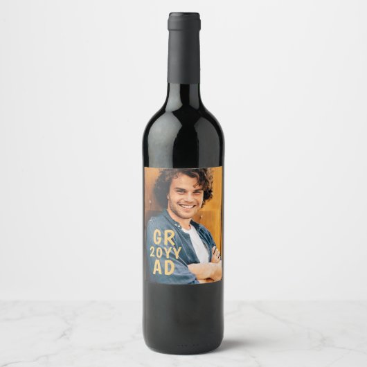 Grad Foto Date Abschluss Moderne Graduiertenschrif Weinetikett (Vorderseite)