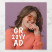 Grad Foto Date Abschluss Moderne Graduiertenschrif Weinetikett (Einzelnes Label)