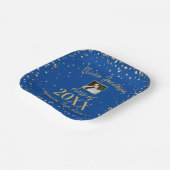 Grad Foto, Gold Confetti, Blue Graduation Party Pappteller (Gewinkelt)