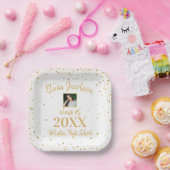 Grad Foto Gold Confetti Graduation Party White Pappteller (Party)