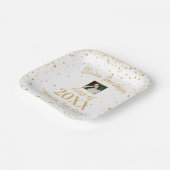 Grad Foto Gold Confetti Graduation Party White Pappteller (Gewinkelt)