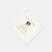 Grad Foto, Gold Confetti, Graduation Party White Serviette (Ecke)