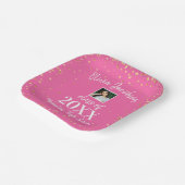 Grad Foto, Gold Confetti, Pink Graduation Party Pappteller (Gewinkelt)
