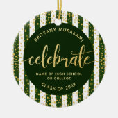 Grad Foto Green Gold Glitzer Script Keepake Chic Keramik Ornament (Vorne)
