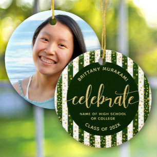 Grad Foto Grün Gold Glitter Schriftzug Andenken Ch Keramik Ornament