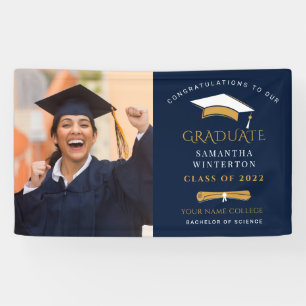 Grad Foto Navy Blue Abschluss 2025 Banner