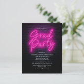Grad Foto Neon Graduation Party Einladung (Stehend Vorderseite)