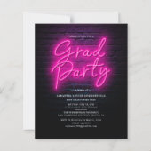 Grad Foto Neon Graduation Party Einladung (Vorderseite)