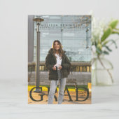 GRAD Foto Party Grün Grau Einladung (Stehend Vorderseite)
