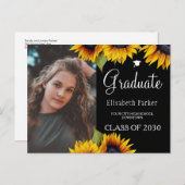 Grad Foto schicke Sonnenblumen Abschluss Ankündigu Ankündigungspostkarte (Vorne/Hinten)