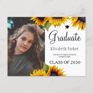 Grad Foto schicke Sonnenblumen Abschluss Ankündigu Ankündigungspostkarte
