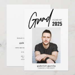 Grad Foto Schwarz-weiß Graduation Party Einladung