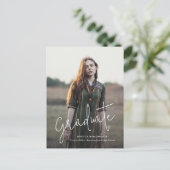 Grad Foto Script Abschluss Ankündigungspostkarte (Stehend Vorderseite)