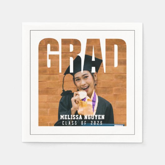 Grad Foto White Abschluss Serviette (Vorderseite)