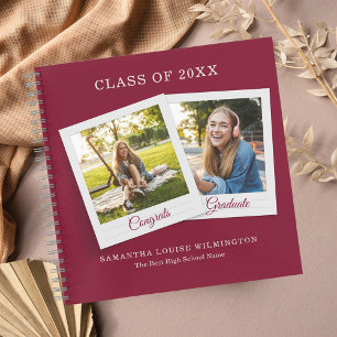 Grad Fotos Abschluss 2023 Burgundy Guest Notizblock