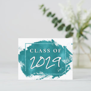 Grad gestrichen   Aquamariner Spritzer Pinselstric Einladungspostkarte