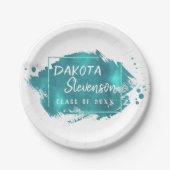 Grad gestrichen | Aquamariner Spritzer Pinselstric Pappteller (Vorderseite)